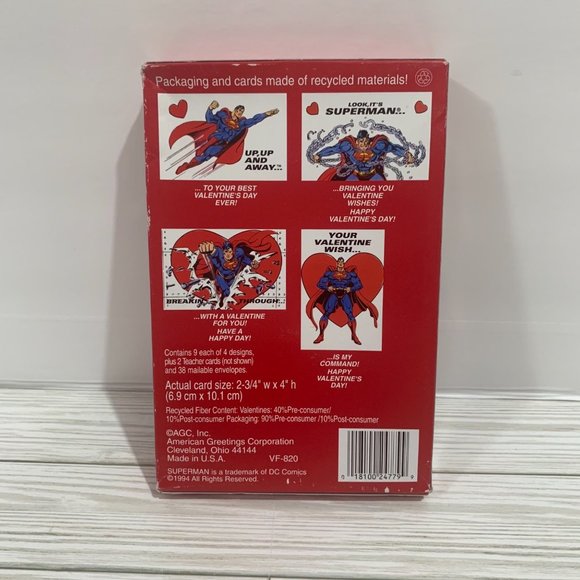 Vintage American Greetings Superman Valentine Cards NIB - Picture 3 of 6